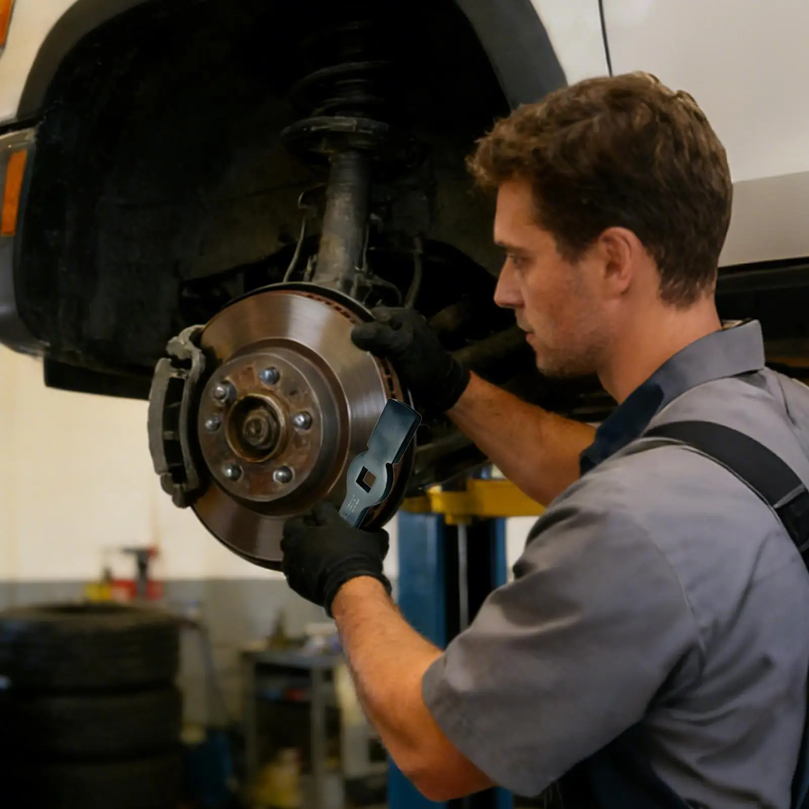 

Ключ для тормозного диска, стальной портативный сверхмощный эргономичный трудосберегающий ключ для обслуживания автомобиля, инструмент для эффективности обслуживания