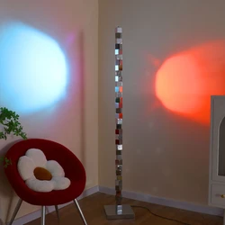 Projection sunset living room ambient light, light luxury minimalist hotel bedroom stainless steel Rubik's Cube floor lamp