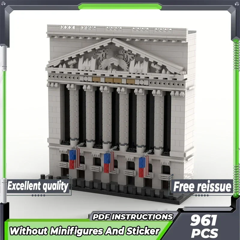 

City Street View Model Moc Building Bricks New York Stock Exchange Technology Modular Blocks Gift Christmas Toy DIY Set Assembly