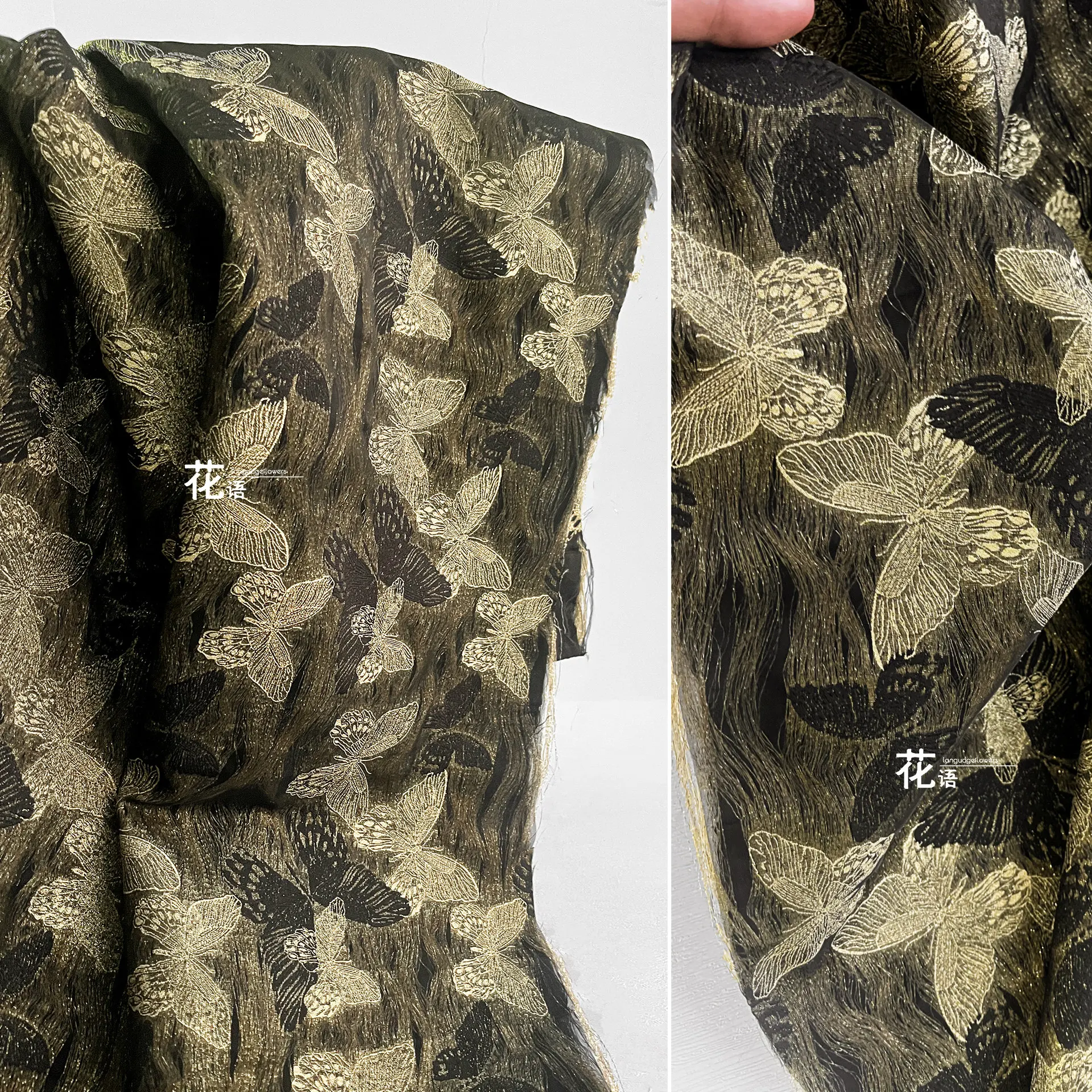 Black Jacquard Designer Fabric Thread Pattern for Vests, Clothing Design and Creative Sewing Projects
