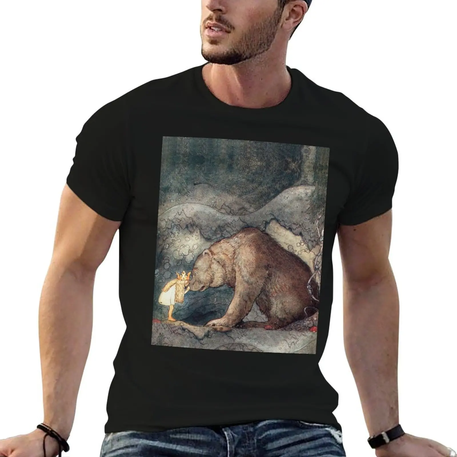 Poor Little Bear - John Bauer Bellas Glorious Adventure T-Shirt Athletic Fit Sports Short Sleeve Top