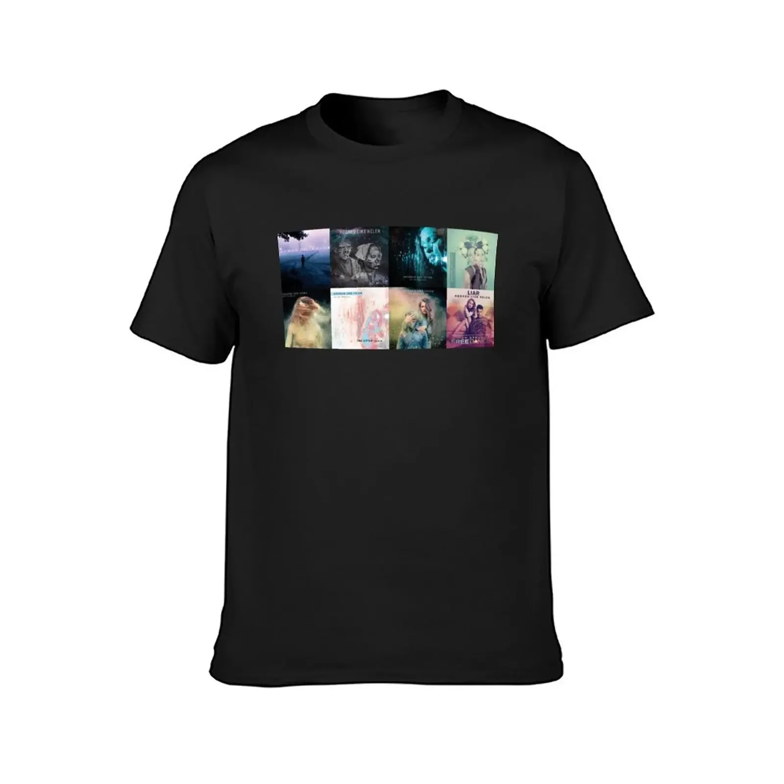 Hooked Like Helen Album Art Grid T-Shirt oversized quick-drying summer tops mens t shirts