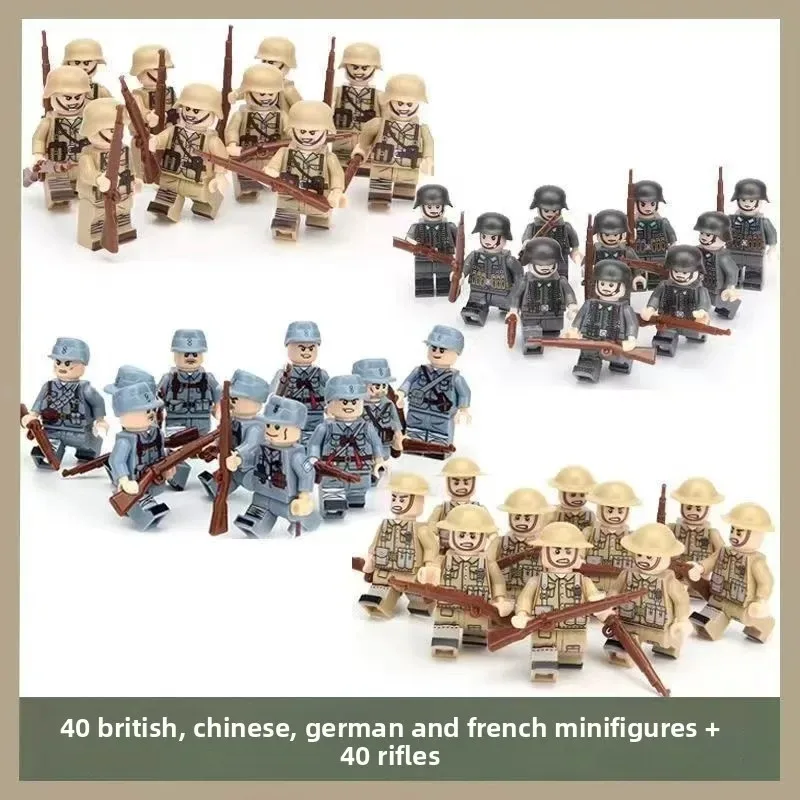 Building blocks World War II soldiers, military war educational children's toys wedding birthday gift cartoon characters view 3