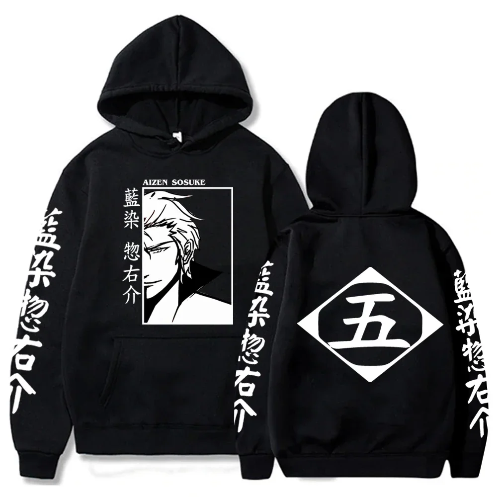 Anime Bleach Hoodies Men Aizen Sosuke Cosplay costume Long Sleeve Pullovers Autumn Winter Women Boy Clothing