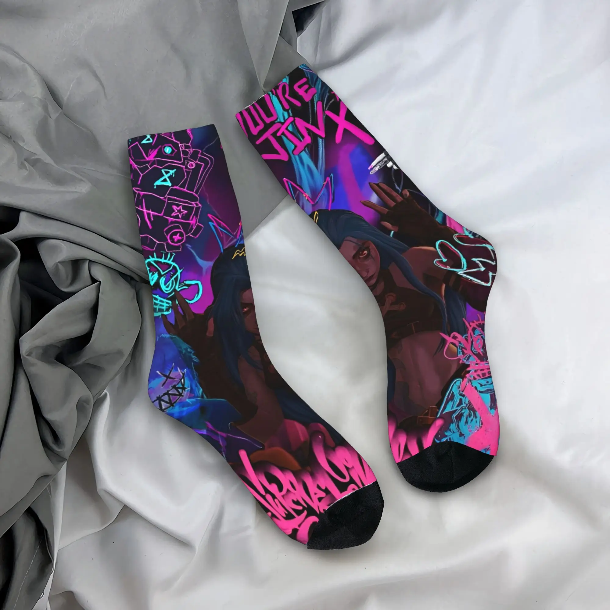 Jinx Monkey  Arcane (9) Stockings  Graphic Funny Socks Autumn Anti Slip Socks Couple Outdoor Sports Quality Socks