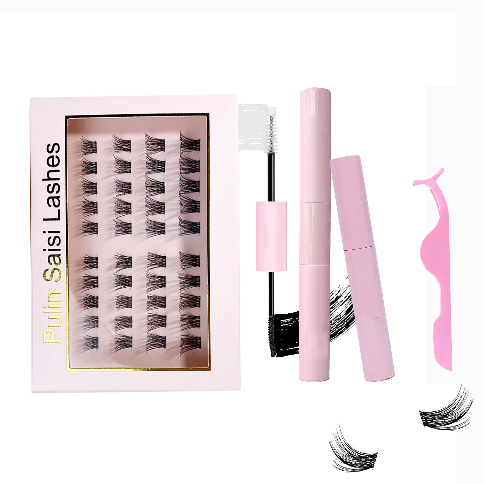 Diy Lash Extension Kit,Come With 10-16mm Mixed Cluster Lashes,Strong Hold Lash Bond And Seal,Lash Tweezer,Quick Lash Remover