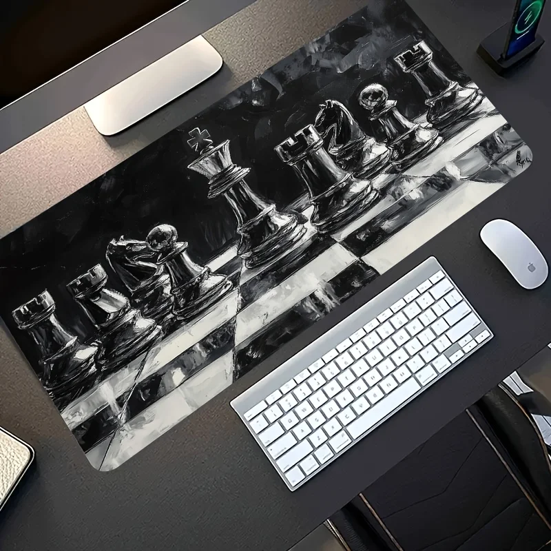 CIFBUY Large Gaming Mouse Pad Black White Chess Art Non-slip Washable Rubber Base Oversized Desk Mat Office Computer Decor