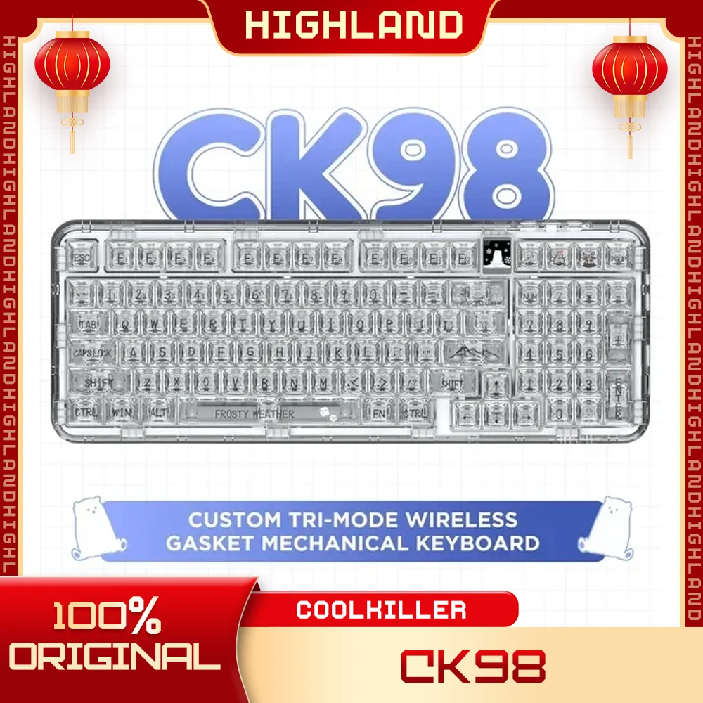 

Coolkiller CK98 Gamer Mechanical Keyboard 97 Keys Bluetooth Wireless Keyboards Gasket RGB Hot Swap Polar BearGaming Keyboard