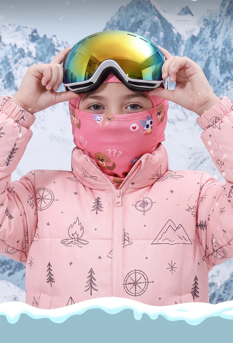 WEST BIKING Jungen Thermo-Balaclava Niedliche Cartoon-Gesichtsmaske Mädchen Winddichter Fleece-Nackenwärmer für Skifahren Radfahren Helmmütze – Detail 16