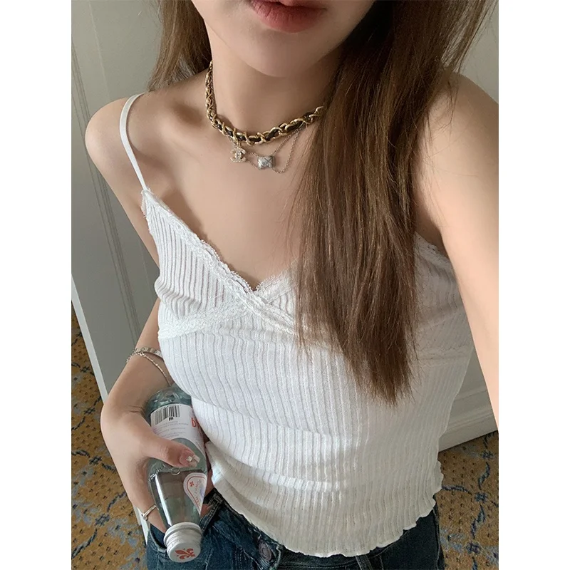 

Женский укороченный топ Y Studio с V-образным вырезом, вязаный, кружевной, эластичный, облегающий, универсальный, осенняя новинка