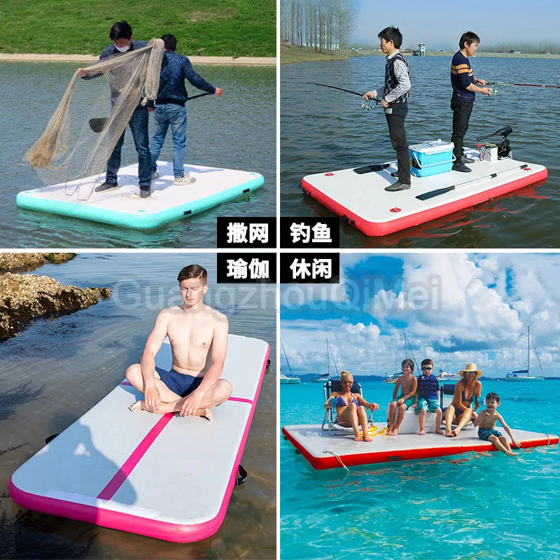 Inflatable Drop Stitch Water Floating Sundeck Fishing Inflatable Island Dock Swim Platform