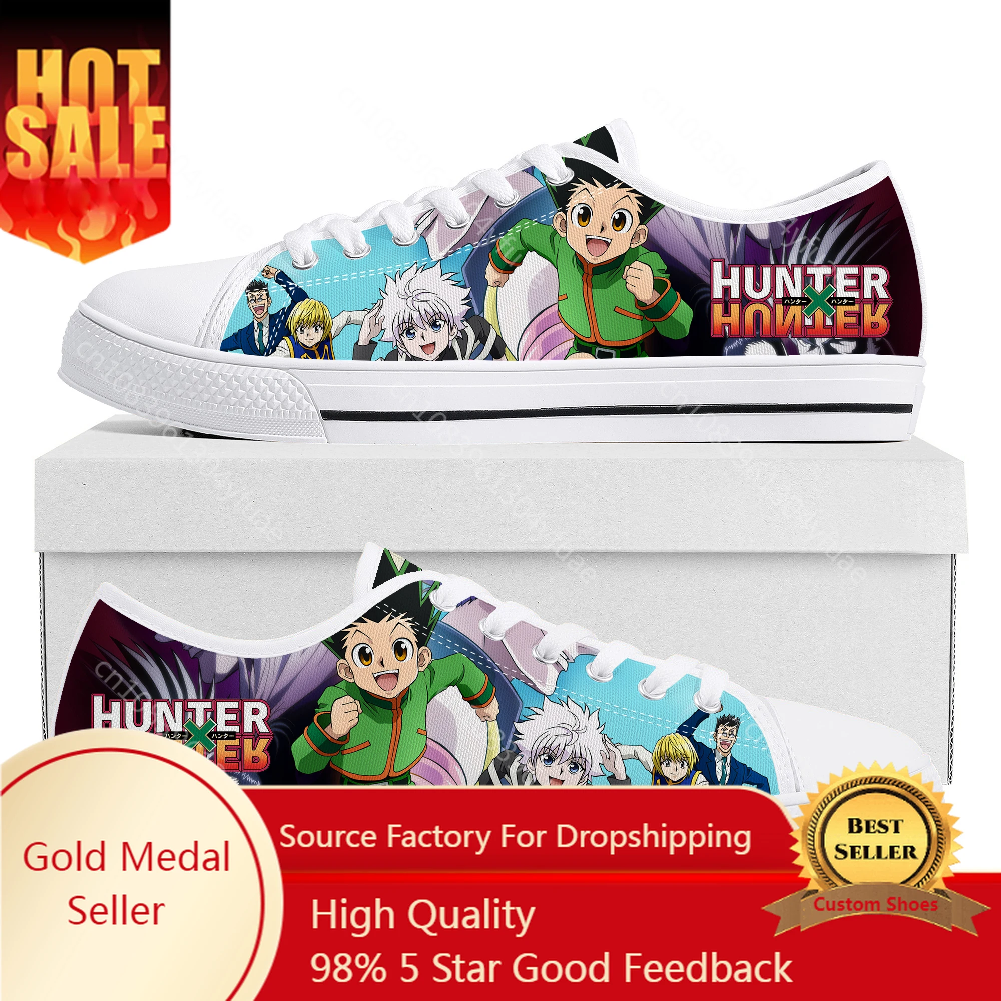 

Gon Killua Zoldyck Hunter X Hunter Low Top Sneakers Women Men Teenager High Quality Canvas Sneaker Couple Manga Custom Made Shoe