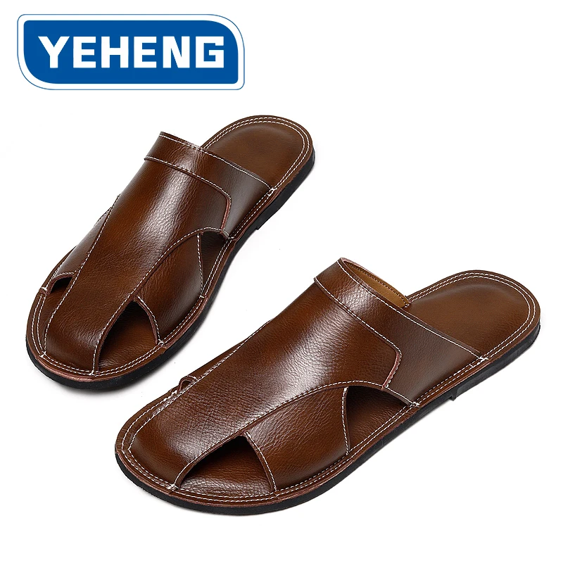 

Мужские тапочки высшего качества из натуральной кожи, летние классические повседневные удобные туфли в стиле ретро, роскошные мужские сандалии ручной работы, пляжная обувь