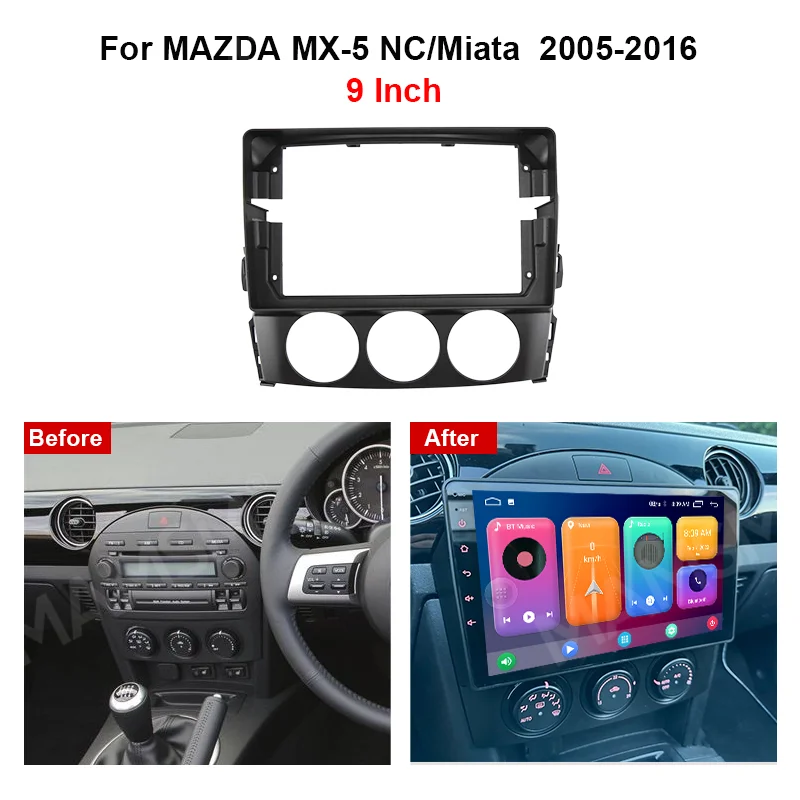 MAMSM 9 inch For MAZDA MX-5 NC/Miata 2005-2016 Android Auto Multimedia GPS MP4 Car Radio Fascia Stereo Frame Wiring Harness Kit