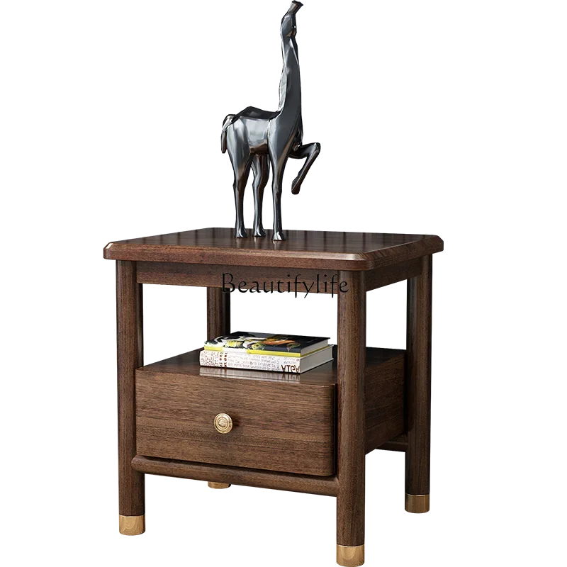 

LD33Walnut Solid Wood Bedside Cabinet Economical Simple Mini Multi-Functional Bedside Cabinet