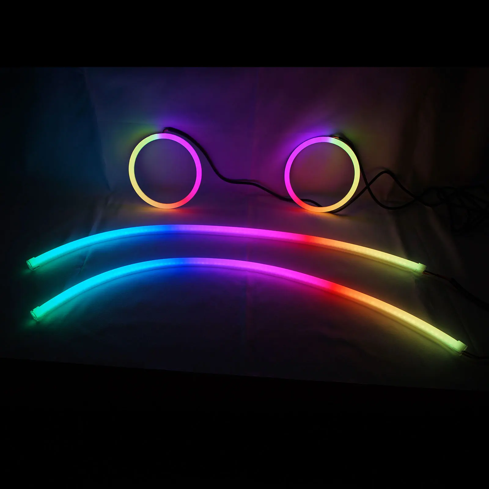 RGB Color-Chasing Revolving Dynamic Angel Eyes Turn Signals Light Bluetooth Wireless Control LED Sequential Flowing Strip Light