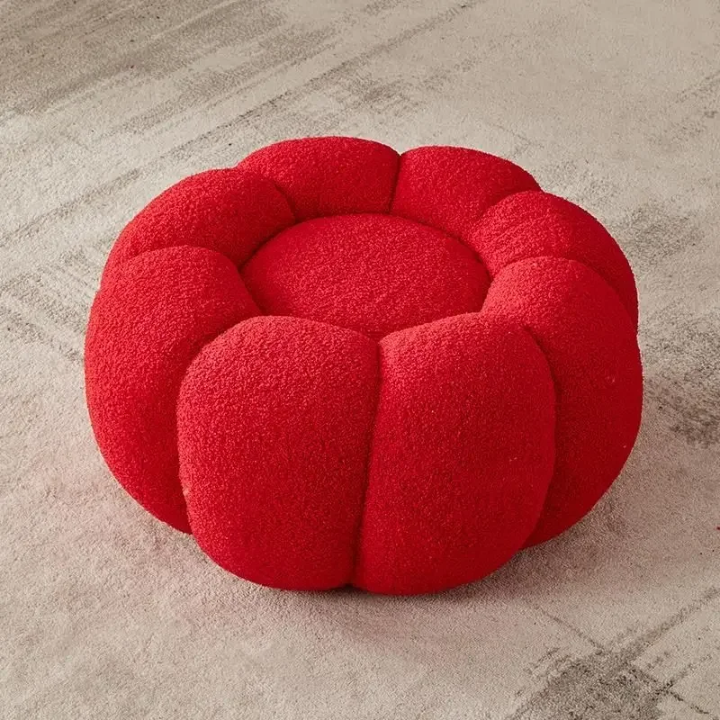 

Pumpkin Sofa Low Stools Foot pedal Lamb Wool Shape Velvet Fabric Simple Modern Living Room Light Luxury Bedroom Round Ottomans