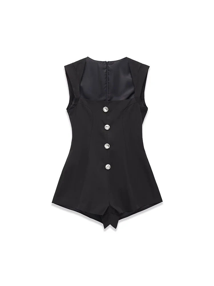 จั๊มสูทแฟชั่นผู้หญิงสไตล์ยุโรปแบบใหม่ ดีไซน์หลากหลาย พร้อมตกแต่งด้วยกระดุมเครื่องประดับสุดหรู