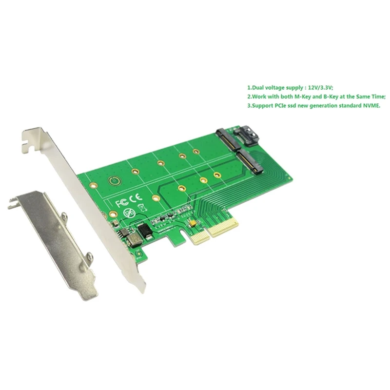 PCIE4.0 a 2 porte M.2 (chiave B/M) scheda adattatore protocollo NVME/SATA per alimentazione a doppia tensione Ssd 22110 2280 2260 2242 2230