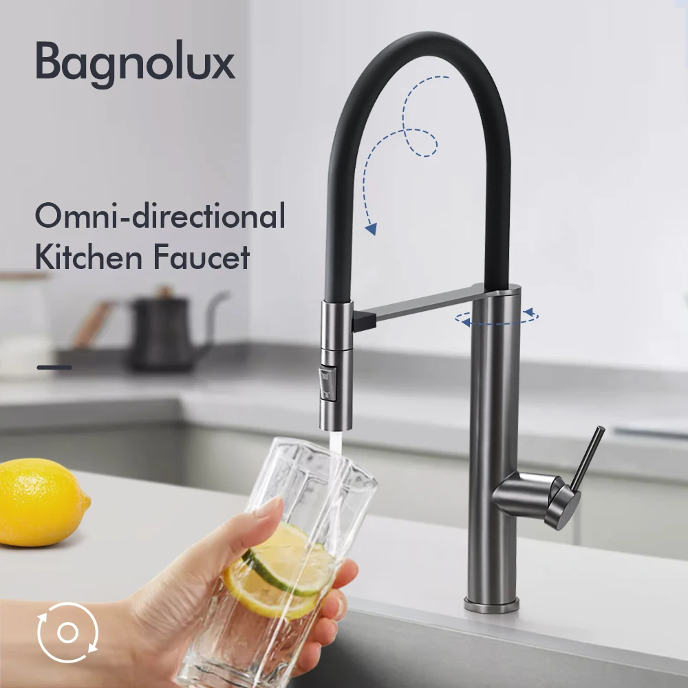 

Gunmetal Kitchen Sink Faucet with Pull Out Sprayer, 360 Swivel Pull Down Water Hot And Cold Water Mixer Sink Tap