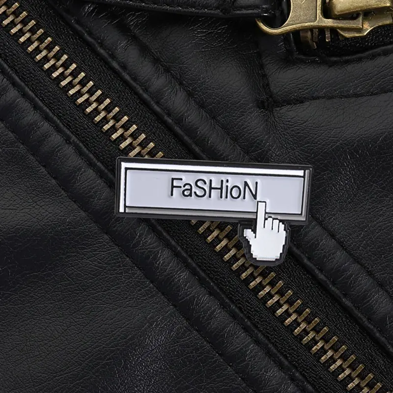 Retro Pixel Cursor Search Enamel Pin, Vintage Computer Mouse Hand Brooch for Y2K Aesthetic Lovers and Casual Streetwear Style