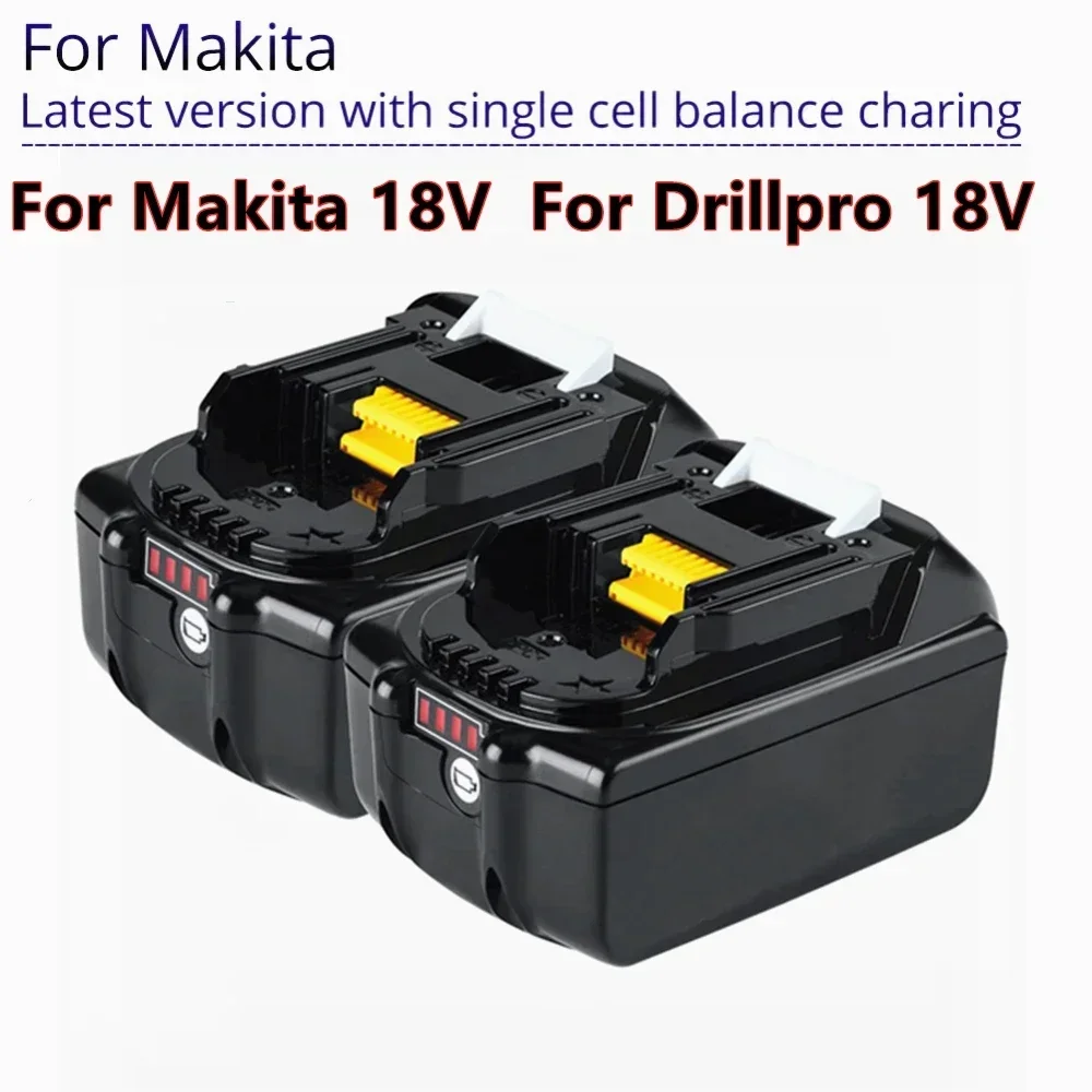 

BL1860 Rechargeable Battery 18 V 6000mAh Lithium Ion for Makita 18v Battery with Latest Upgraded 110-240V DC18RF LCD 3A Charger