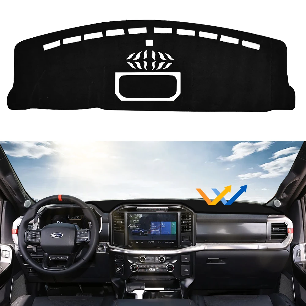 Accessories Car-styling Suede Leather Dashmat Dashboard Cover Dash Mat For Ford F150 F-150 Raptor R 2021 2022 2023 2024 2025