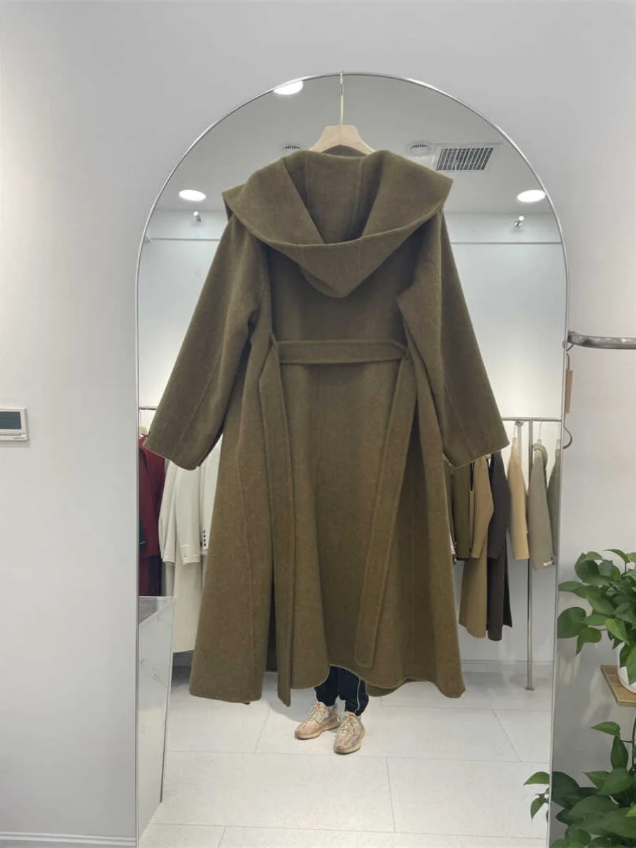 

Double-Sided Camere Coat Soft And Skin-Friendly with Hood Loose Ladies' Coat for Autumn And Winter Commute Long Sve