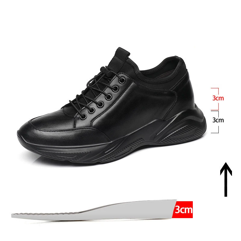 Casual Sport Sneaker Height Increase Sports Shoes for Men High Invisible Heel Elastic Band Leisure Shoes