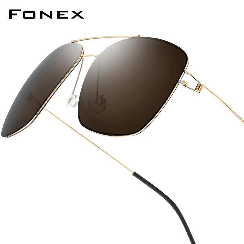 

FONEX Polarized Sunglasses Men Ultralight Brand Design Square Sun Glasses Denmark Morten Screwless Shades Eyewear 98622