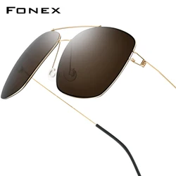 FONEX Polarized Sunglasses Men Ultralight Brand Design Square Sun Glasses Denmark Morten Screwless Shades Eyewear 98622