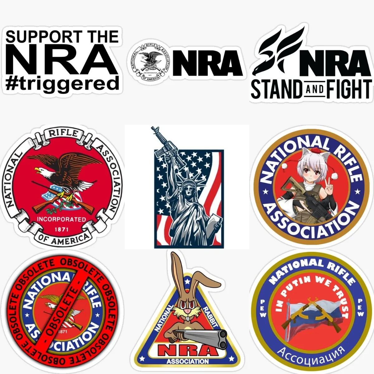 NRA National Rifle Association Emblem Creative Personalized PVC Waterproof Stickers for Decorate Wall Car Truck Helmet Camper