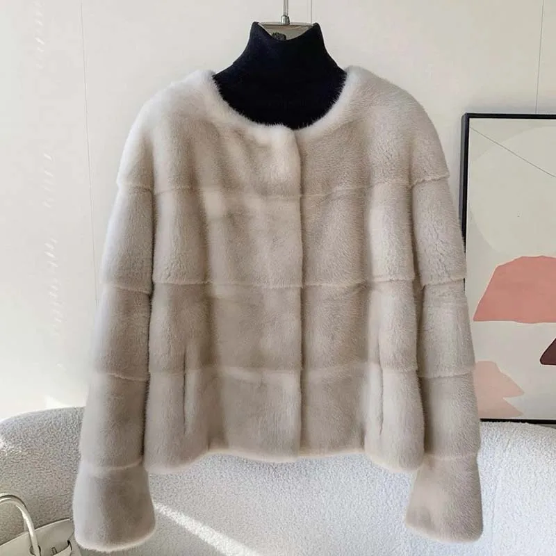 Winter Faux Mink Coat Women's Temperament Velvet imitation mink Round neck Fur Coats 2026 New Women's Warm Fashionable Overcoat