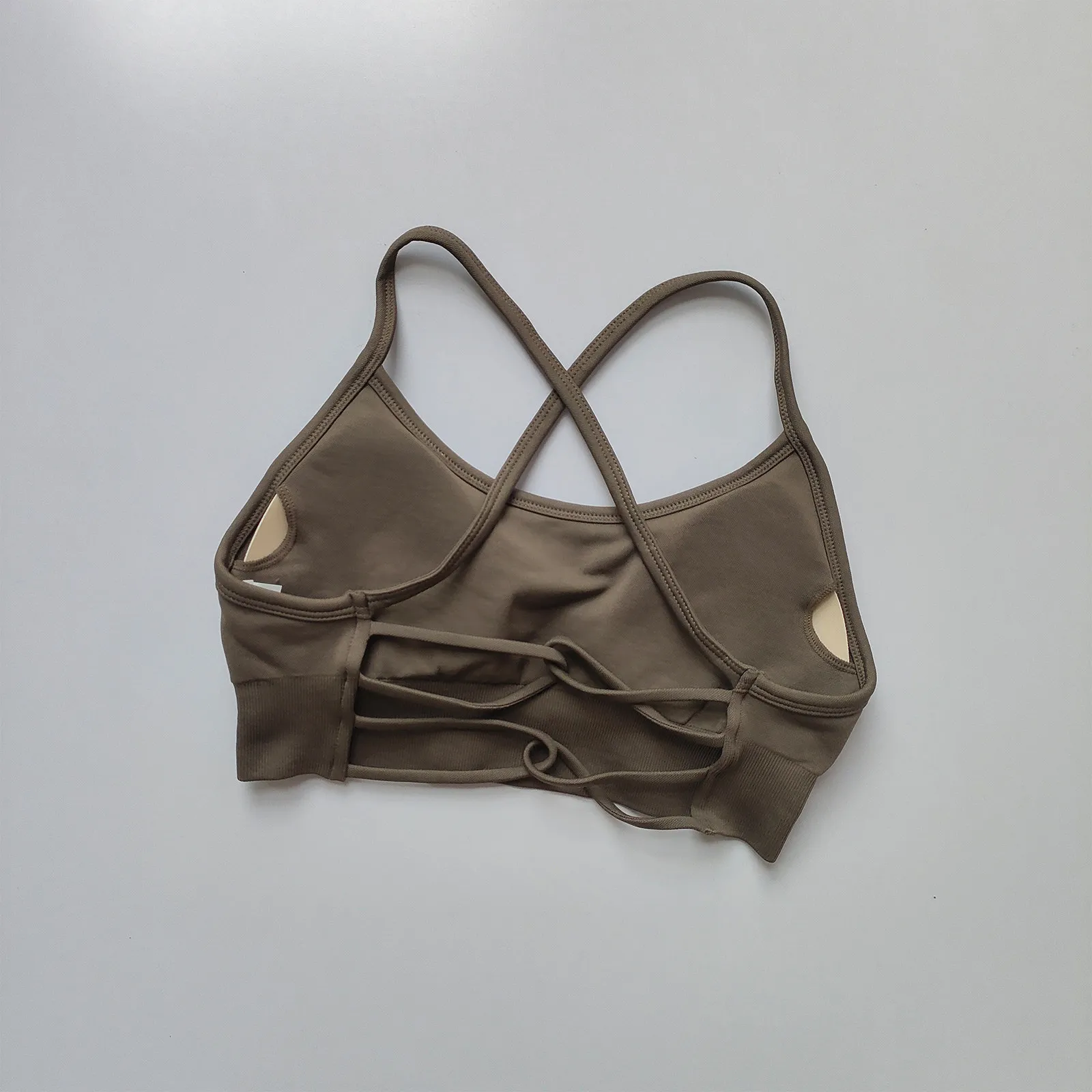 Nahtloser Yoga-Top-BH mit Brustpolster für Damen, Rückenfreies Fitness-Top, Pilates-Sport-BH, Stoßdämpfender Lauf-BH – Detail 15