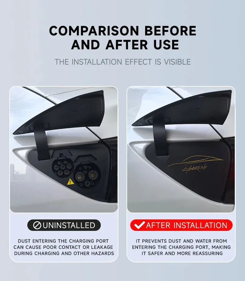 Ladeanschlussabdeckung für Tesla Model 3 Highland Y Juniper Model YL, regenfest, staubdicht, Silikon, Autoschutzteile 2018-2026 – Detail 10