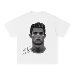 Cristiano Ronaldo Pure cotton American-style streets both sexes Fashionable vintage print short-sleeved T-shirt