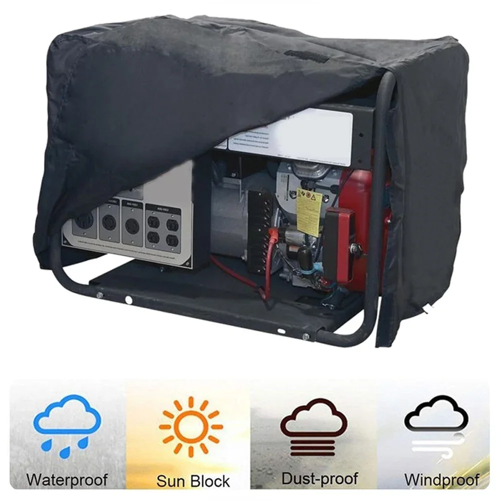 4 Size Generator Cover Windproof Protective Cover Canopy Shelter Waterproof Oxford Cloth All-Purpose Covers Protection Black