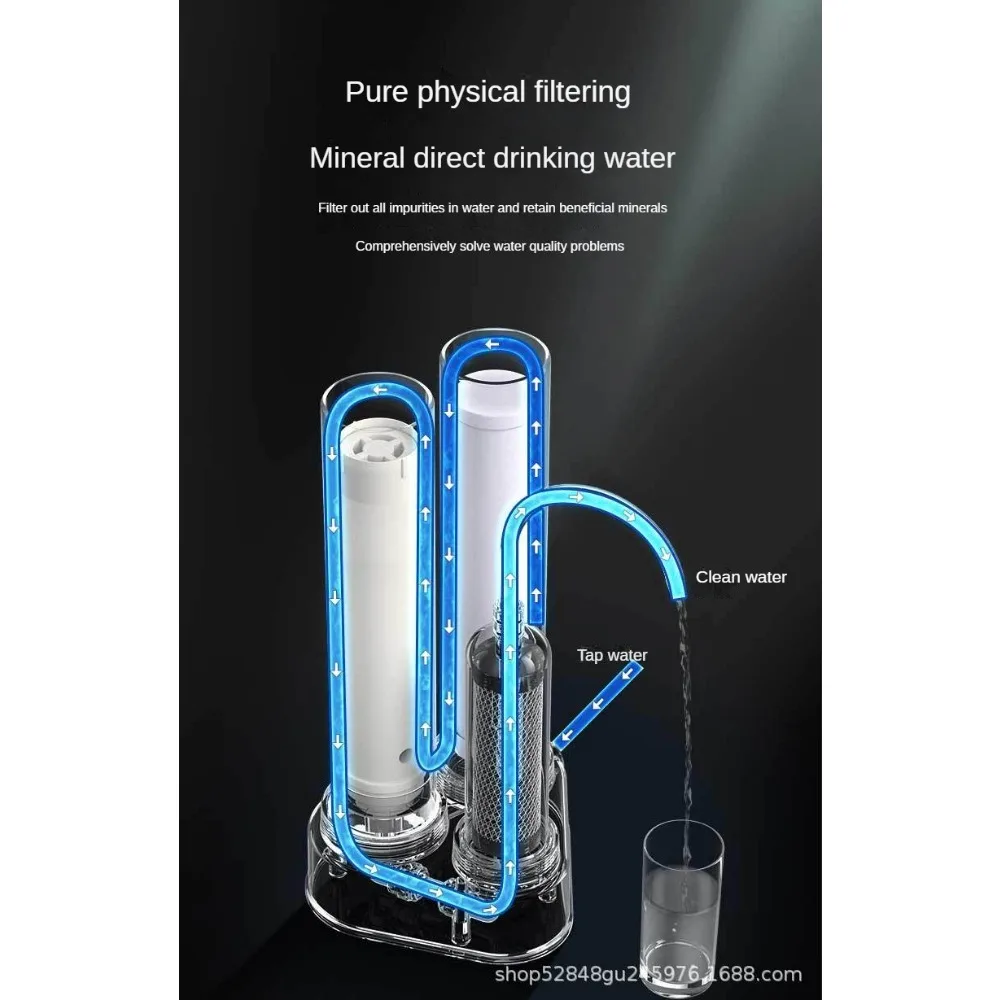 Stainless Steel 3- Stage Water Purifier Desktop Direct Drink Sediment Filter Ultrafilter Installation-Free ,0.01μm Filtration