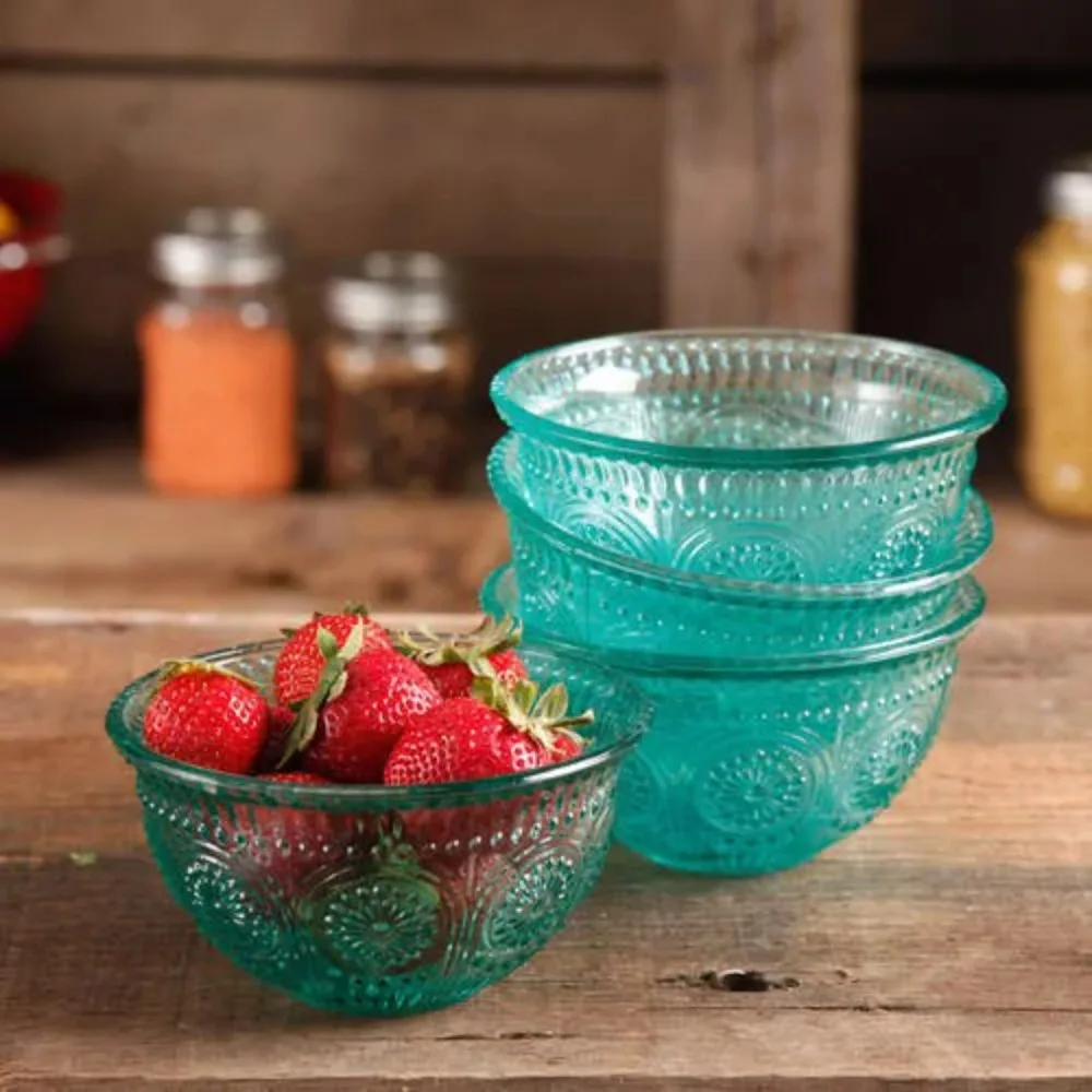 

Vintage Embossed Glass Bowl Set Made of Durable Pressed Glass It Can Be Used with Other Items