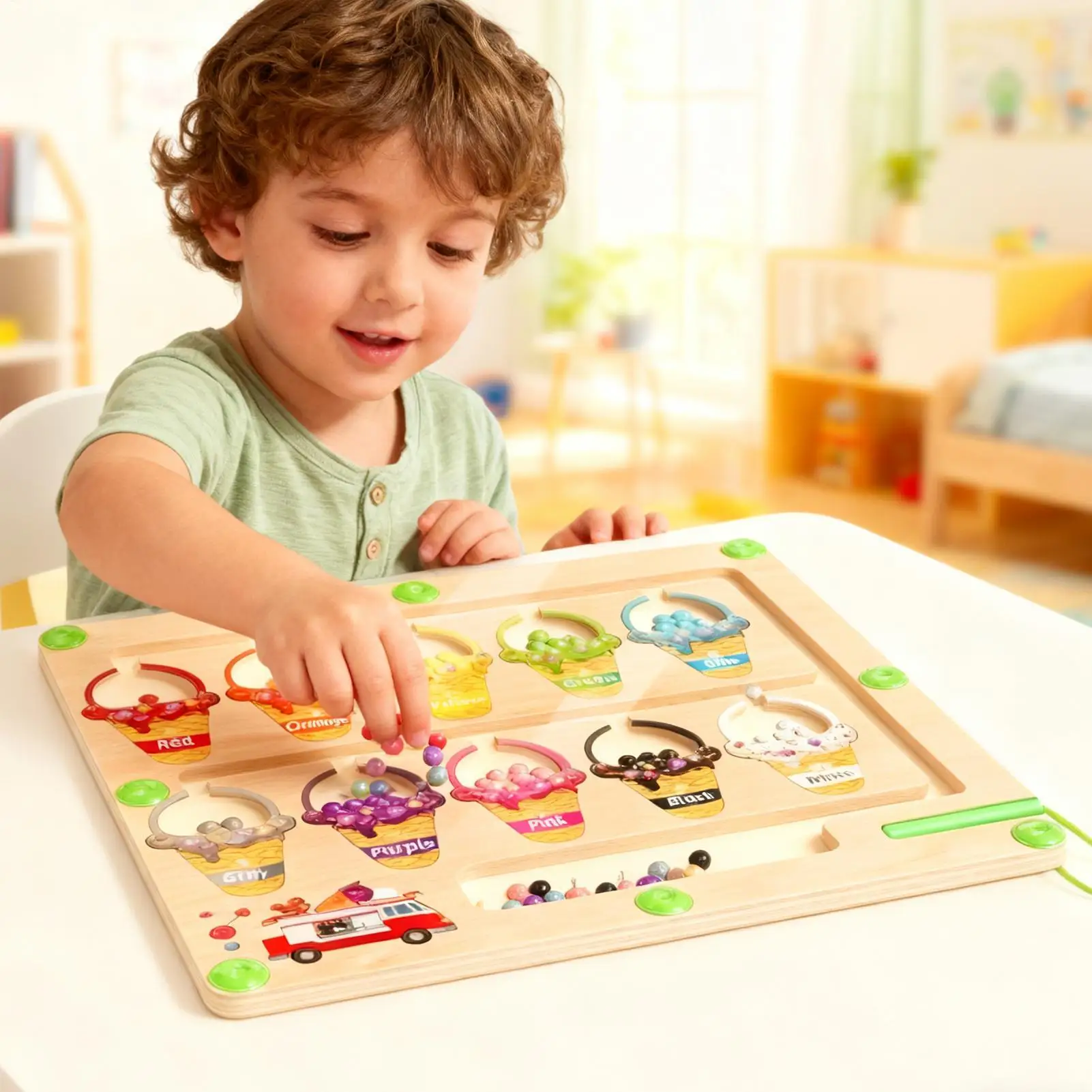 ของเล่นเขาวงกตแม่เหล็กไม้ ฝึกการรับรู้สี พร้อมลูกบอลแม่เหล็ก ฝึกทักษะการเคลื่อนไหวกล้ามเนื้อมัดเล็ก สำหรับเด็กก่อนวัยเรียนและอนุบาล