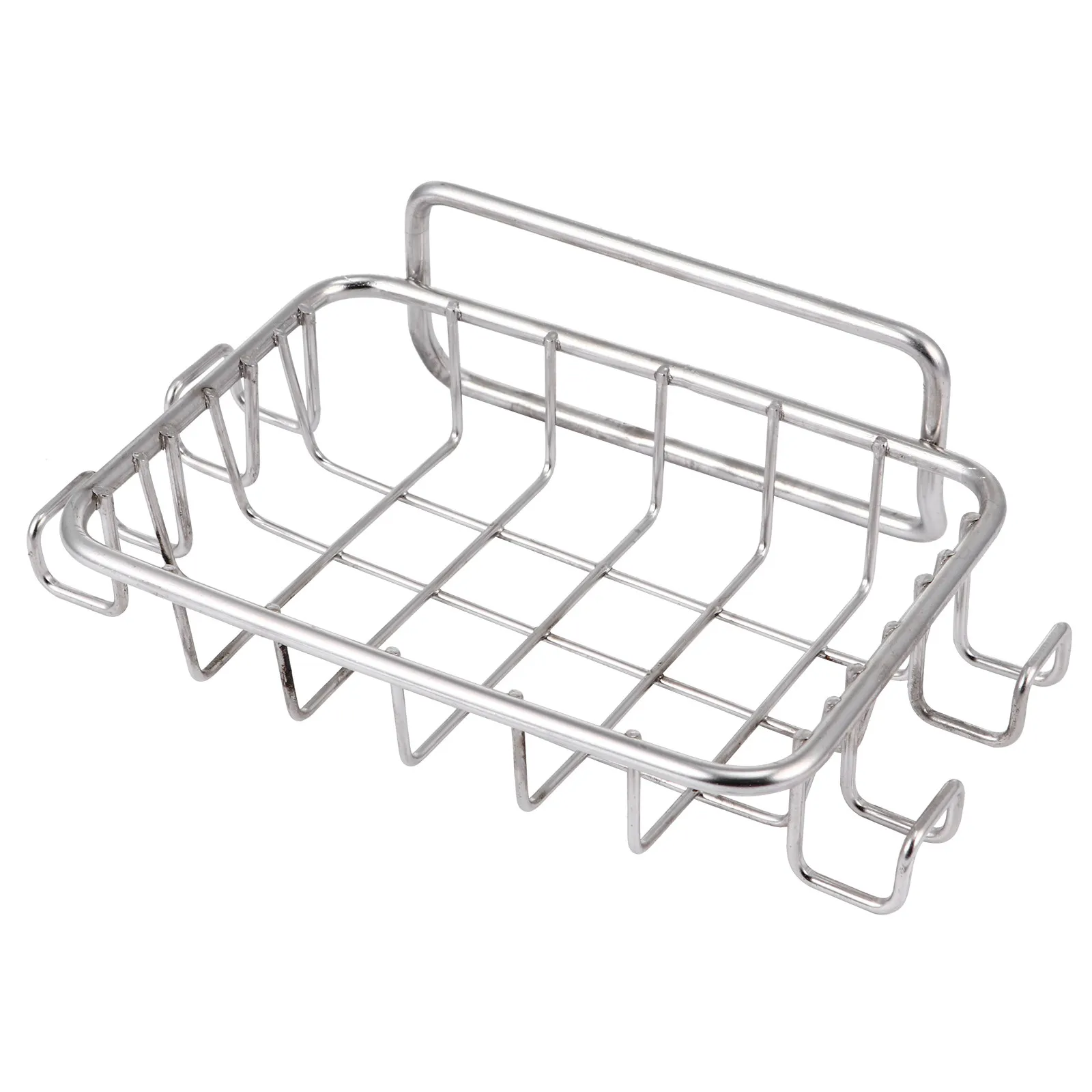 

Punch Free Wall Mounted Stainless Steel Soap Dish with 4 Hooks Fast Drainage Easy Clean Modern Decorative Soap Holder Bathroom