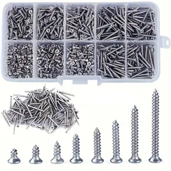 400pcs Self Tapping Wood Screws Set M2 Flat Head Sheet Metal Screw Self Tapping Screws Assortment Kit