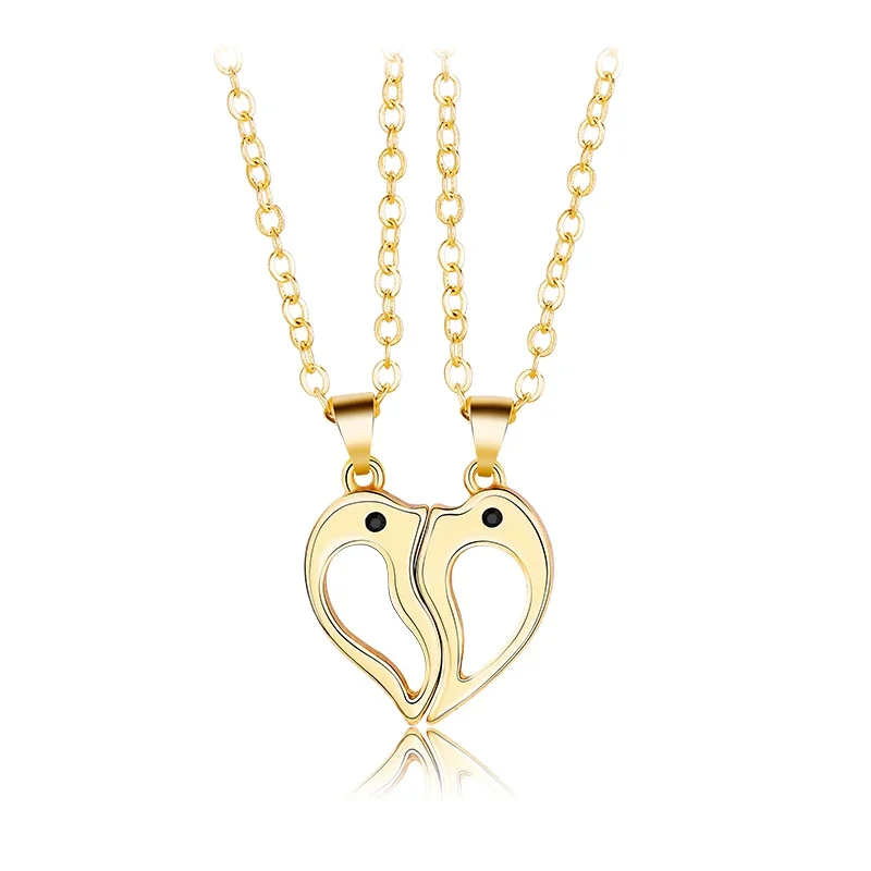 

Top selling New fashion ins trendy couple necklace golden plated Pendant whale shape Necklace best friend necklace