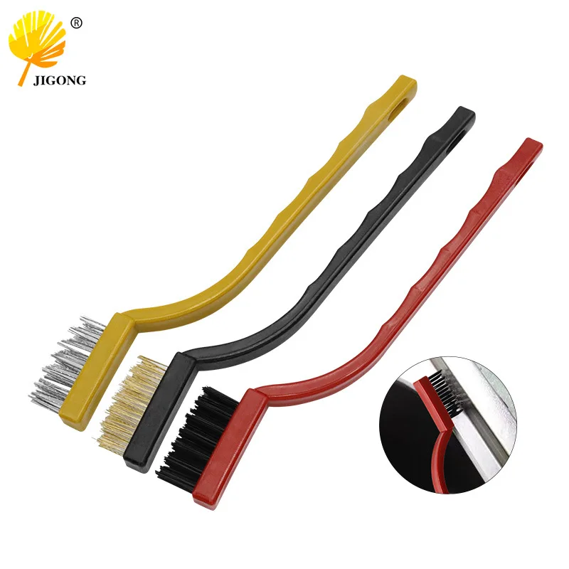 Kitchen stove cleaning tool, copper wire wire nylon brush 3 pcs multi-purpose cleaning and degreasing brush