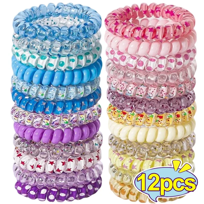 

1/2pcs Colorful Telephone Wire Plastic Hair Ties Spiral Hair Ring Elastic Head Bands Rubber Band Scrunchies Hair Accessories