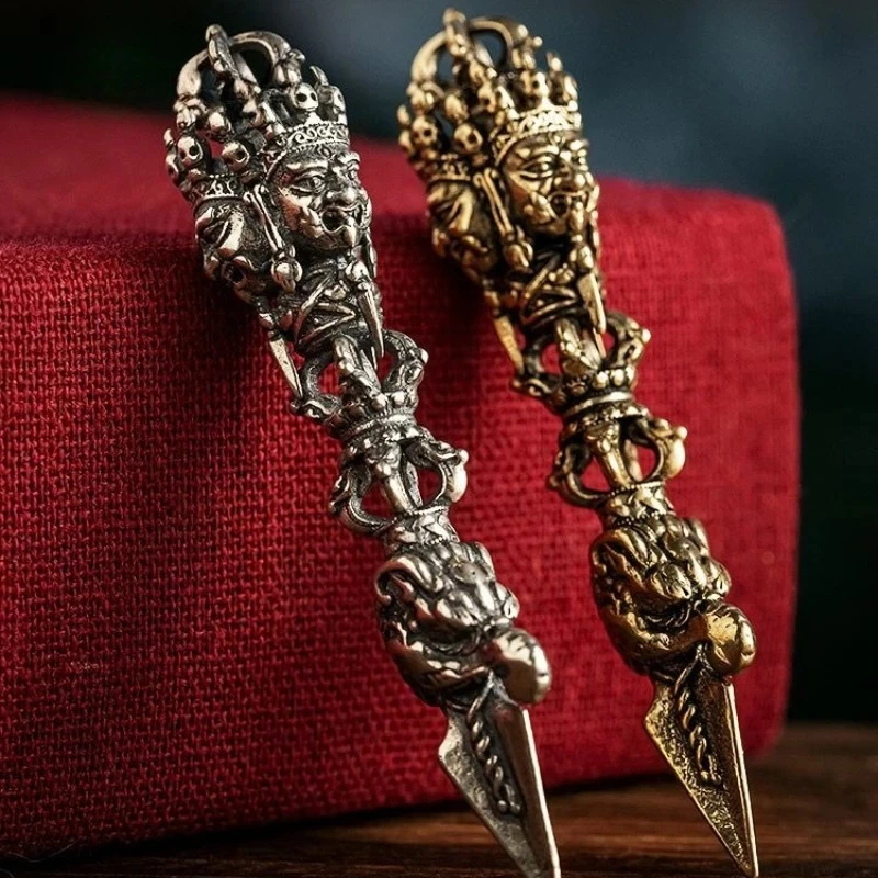 1pc Brass Diamond Pestle Tibetan Style Metal Necklace Pendant Wind Chime Ornament Home Decoration Decorative Accessories