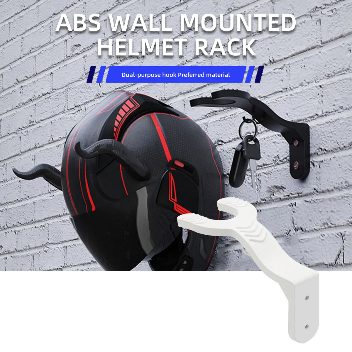 1/2x Kitchen Cabinet Shelf Wall Mount Hooks Motorcycle Helmet Hook Racks Helmet Display Hanger Stand Wall-Mounted Storage Holder