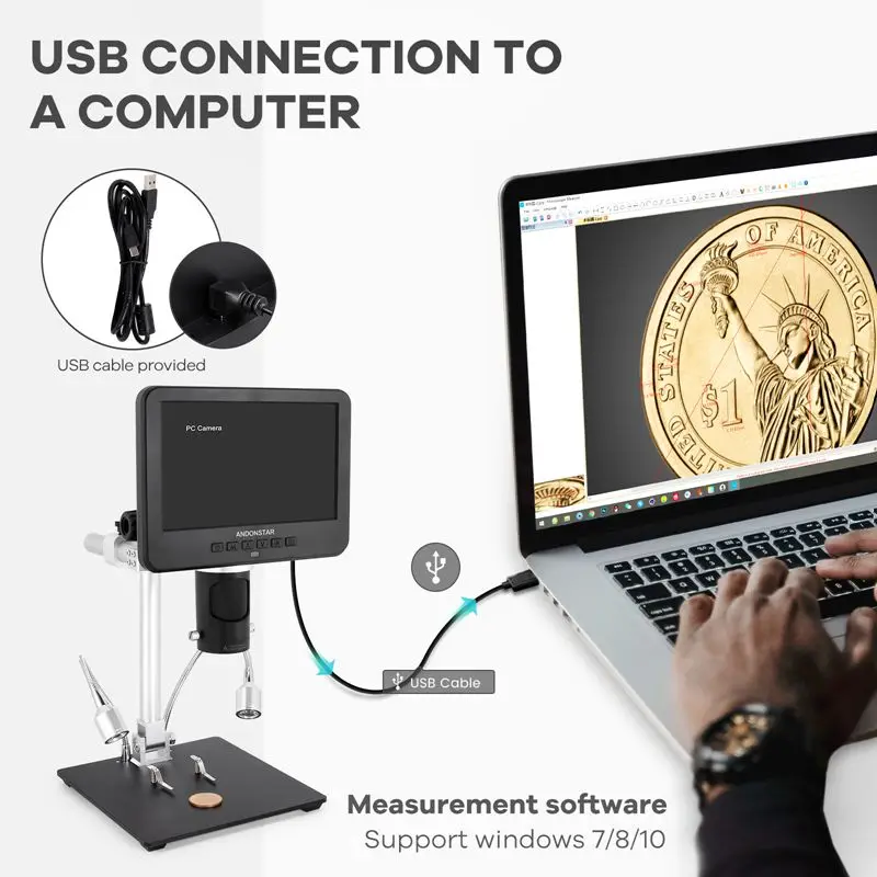 Imagem -04 - Microscópio Digital Hdmi Ajustar Lentes Lupa para Solda Pcb Plantas Coin Reparação de Relógio Controle Remoto 2000x Polegada 2160p