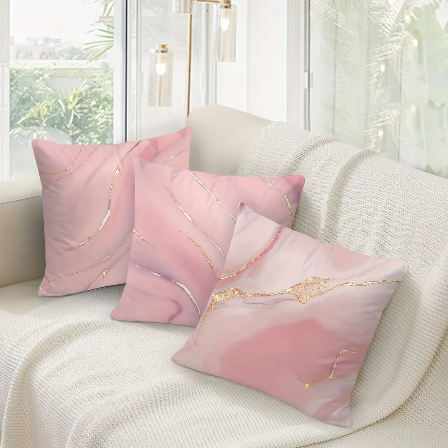 Pink marble texture pattern printing pillowcase living room sofa cushion cover modern fashion home bedroom room decoration