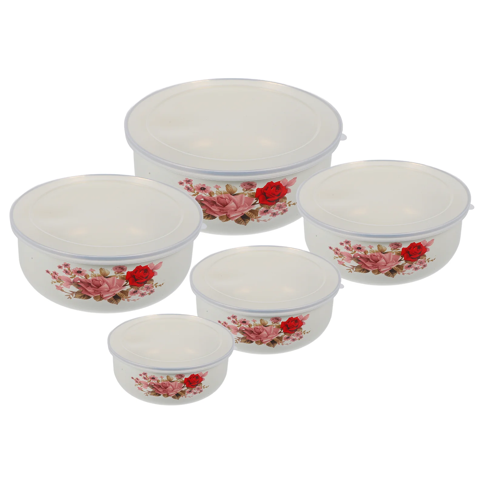 5 Pcs Storage Bowl Enamel Covered Baby Food Containers with Lids Instant Noodle Plastic Soup